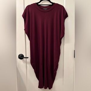 Universal Standard Carrea Relaxed Liquid Jersey Dress in Black Cherry